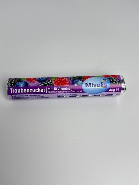 Декстроза Mivolis Traubenzucker Waldbeere mit 10 Vitaminen, 44 g 1591276572 фото