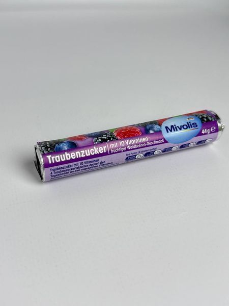 Декстроза Mivolis Traubenzucker Waldbeere mit 10 Vitaminen, 44 g 1591276572 фото