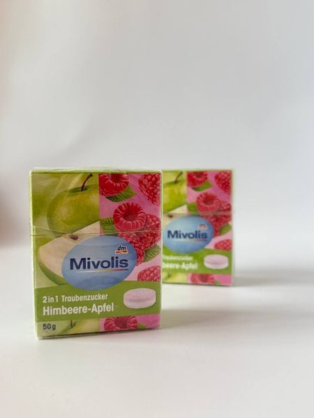 Декстроза Mivolis Traubenzucker 2in1 Himbeere-Apfel Малина Яблуко, 50 г 2238506015 фото