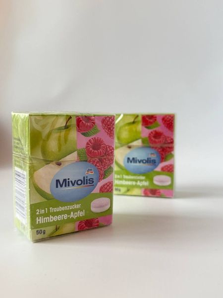 Декстроза Mivolis Traubenzucker 2in1 Himbeere-Apfel Малина Яблуко, 50 г 2238506015 фото