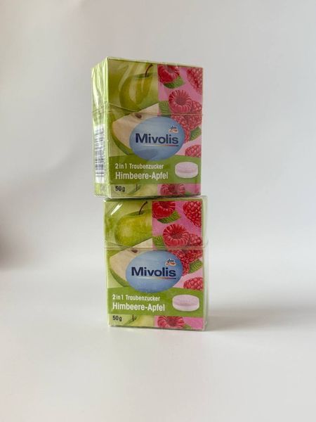 Декстроза Mivolis Traubenzucker 2in1 Himbeere-Apfel Малина Яблуко, 50 г 2238506015 фото
