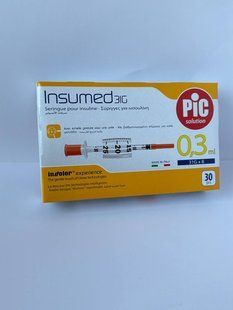 Инсулиновый шприц Insumed 0,3 мл U-100 с интегрированной с иглой 31G,  0,25*8 мм, 30 шт. 963859685 фото