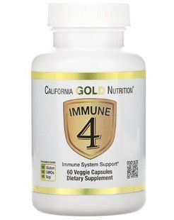 Вітаміни California Gold Nutrition, Immune 4, засіб для зміцнення імунітету, 60 вегетаріанських капсул 1897156947 фото
