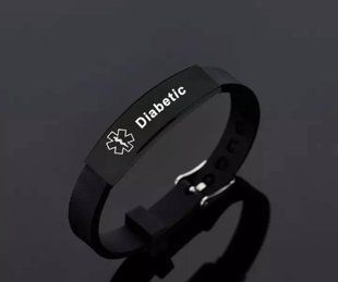 Силиконовый браслет на застёжке Diabetic чёрная пластина 1757657700 фото